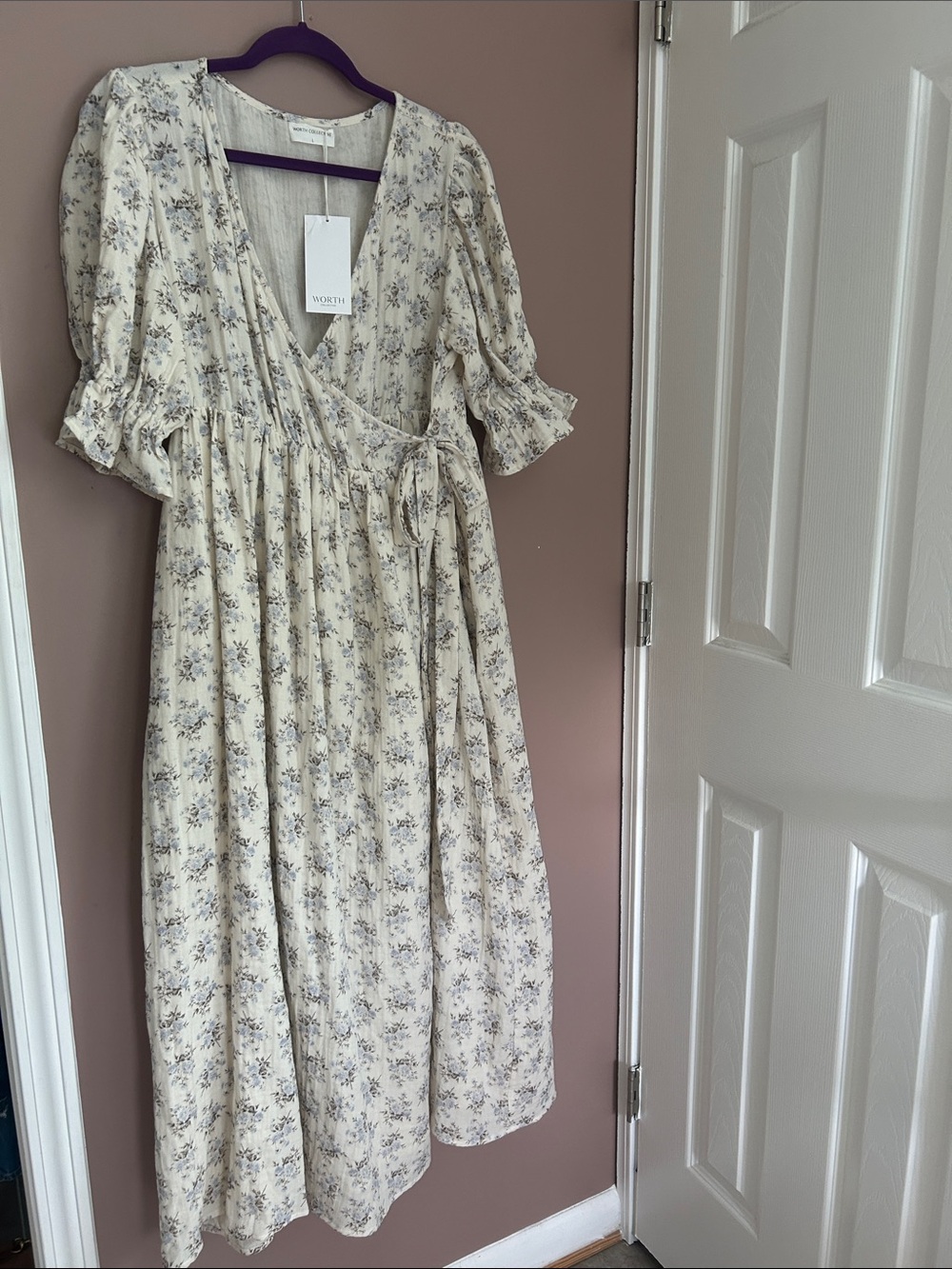 NWT Worth Collective Ari Cotton Floral Wrap Maxi Dress Size Large - Picture 6 of 16
